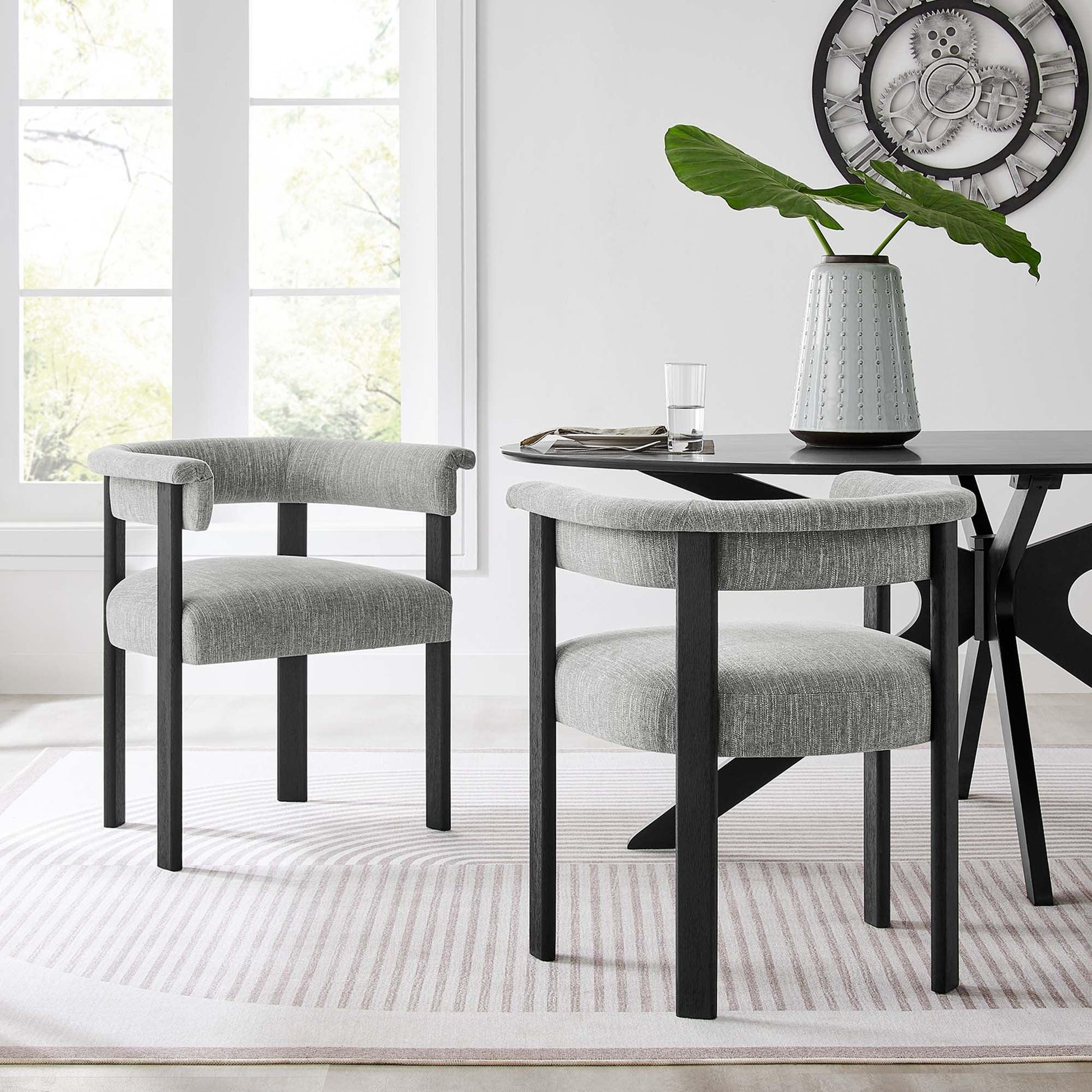 Imogen Fabric Upholstered Barrel Dining Chairs Set of 2 by Modway FredCo