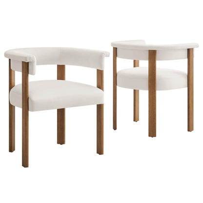 Imogen Performance Velvet Barrel Dining Chairs Set of 2 by Modway FredCo