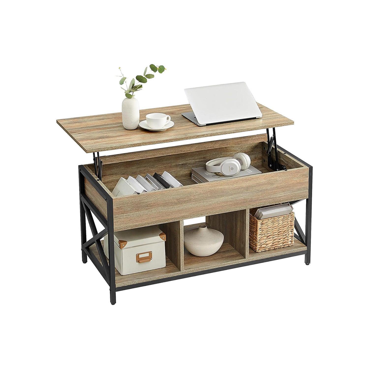 Industrial Coffee Table with Hidden Compartments FredCo