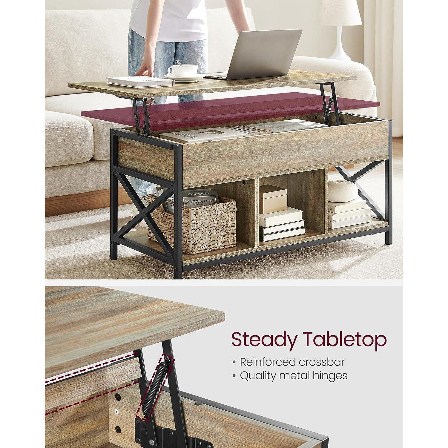 Industrial Coffee Table with Hidden Compartments FredCo
