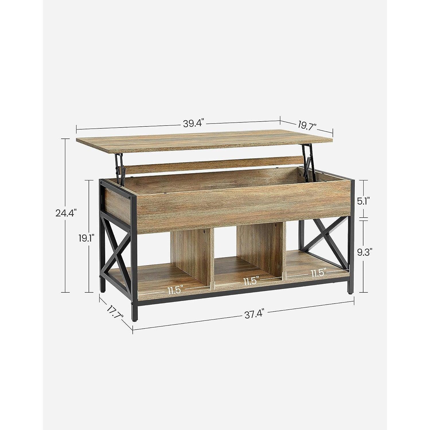 Industrial Coffee Table with Hidden Compartments FredCo