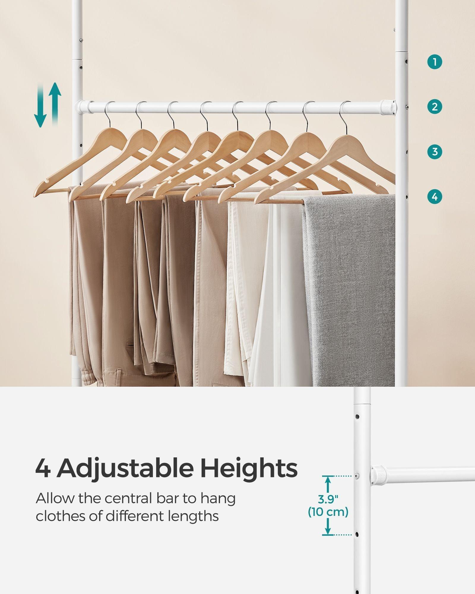 industrial Double Rod Metal Clothing Rack for Hanging Clothes FredCo