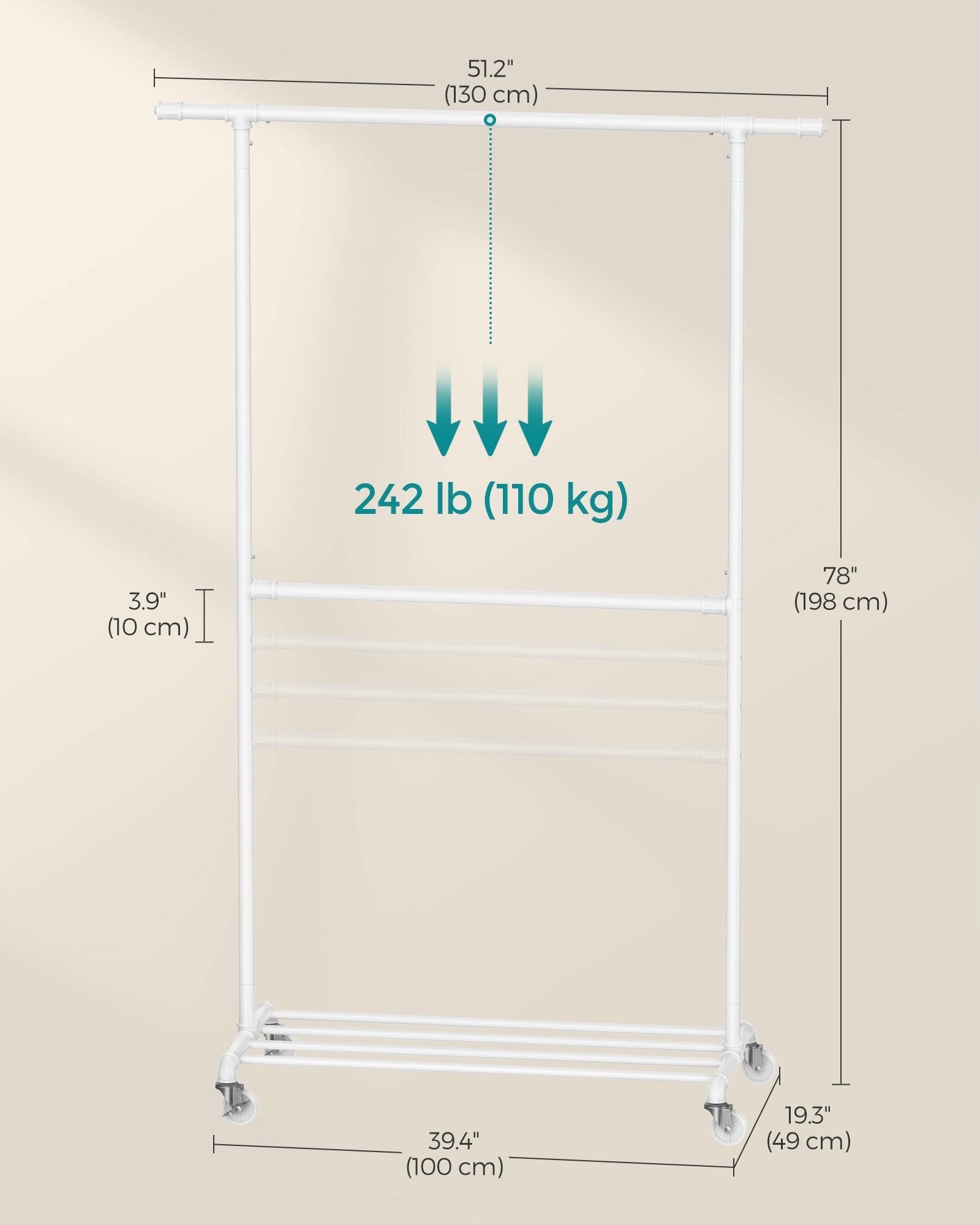 industrial Double Rod Metal Clothing Rack for Hanging Clothes FredCo