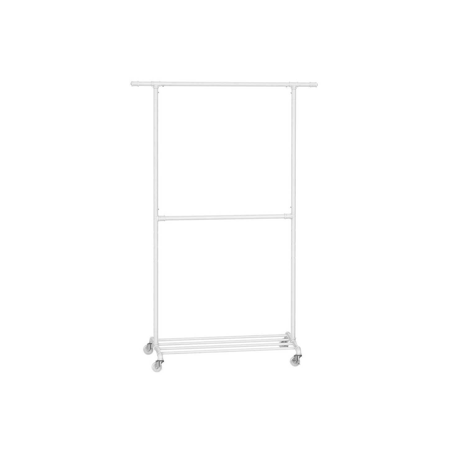 industrial Double Rod Metal Clothing Rack for Hanging Clothes FredCo
