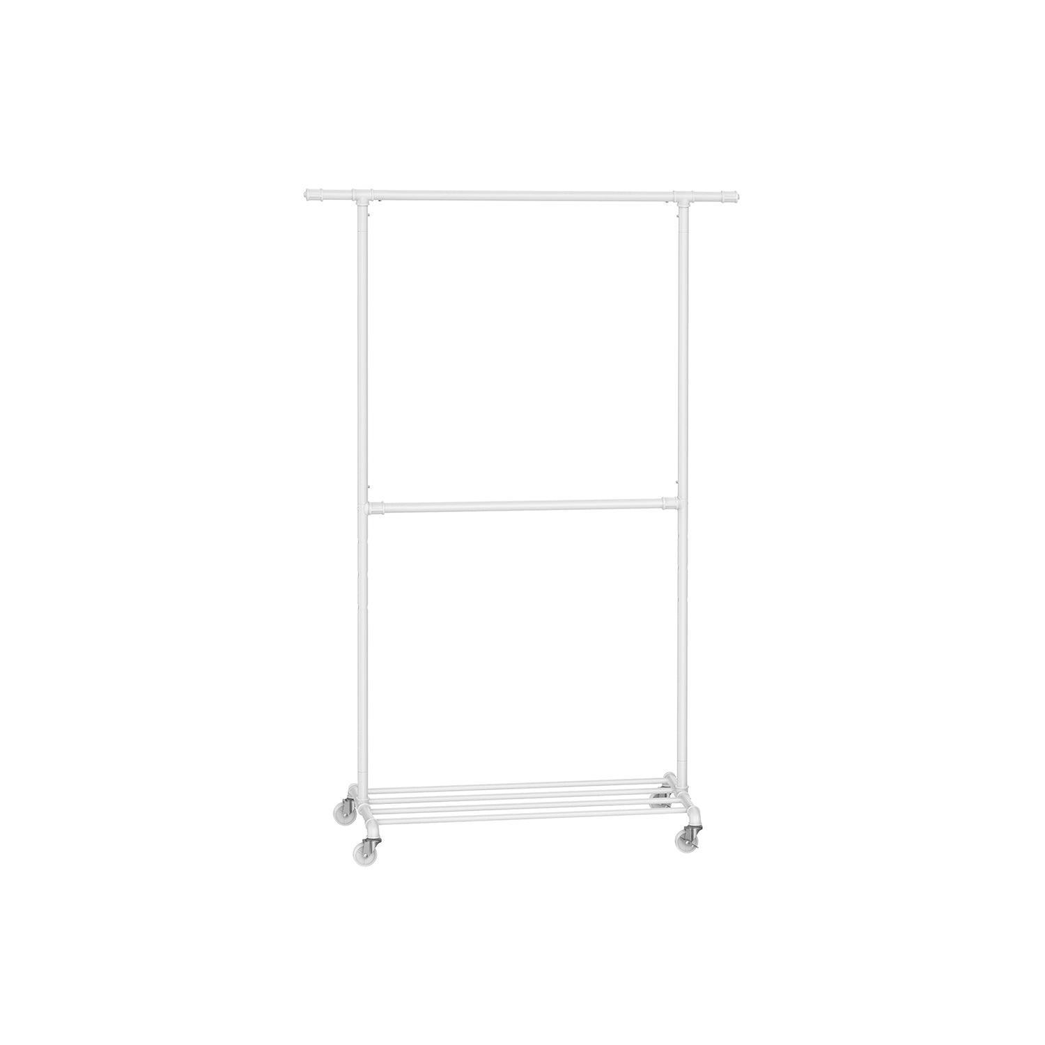 industrial Double Rod Metal Clothing Rack for Hanging Clothes FredCo