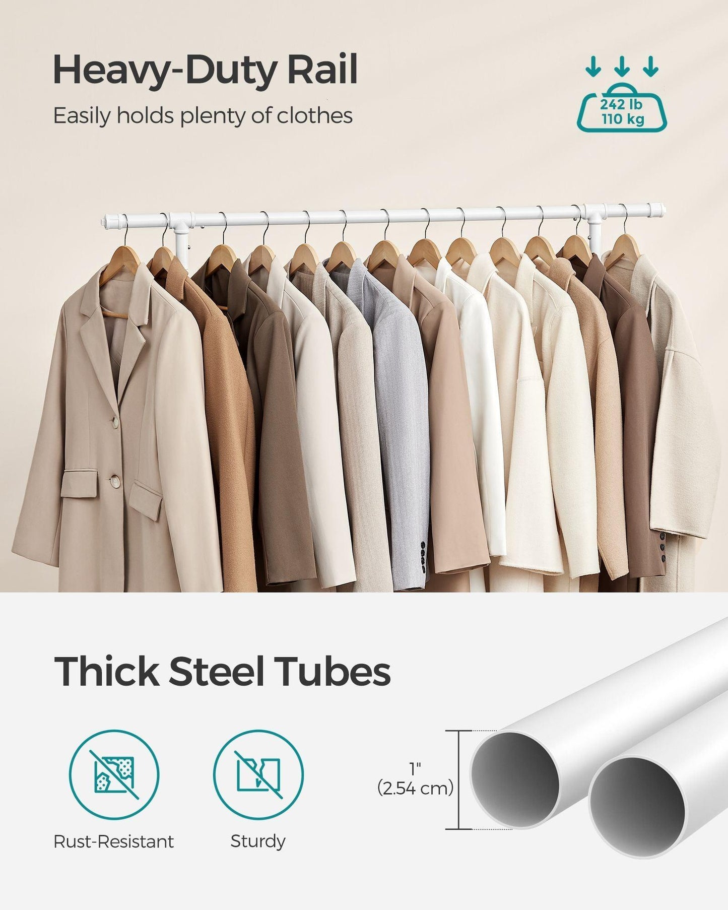 industrial Double Rod Metal Clothing Rack for Hanging Clothes FredCo