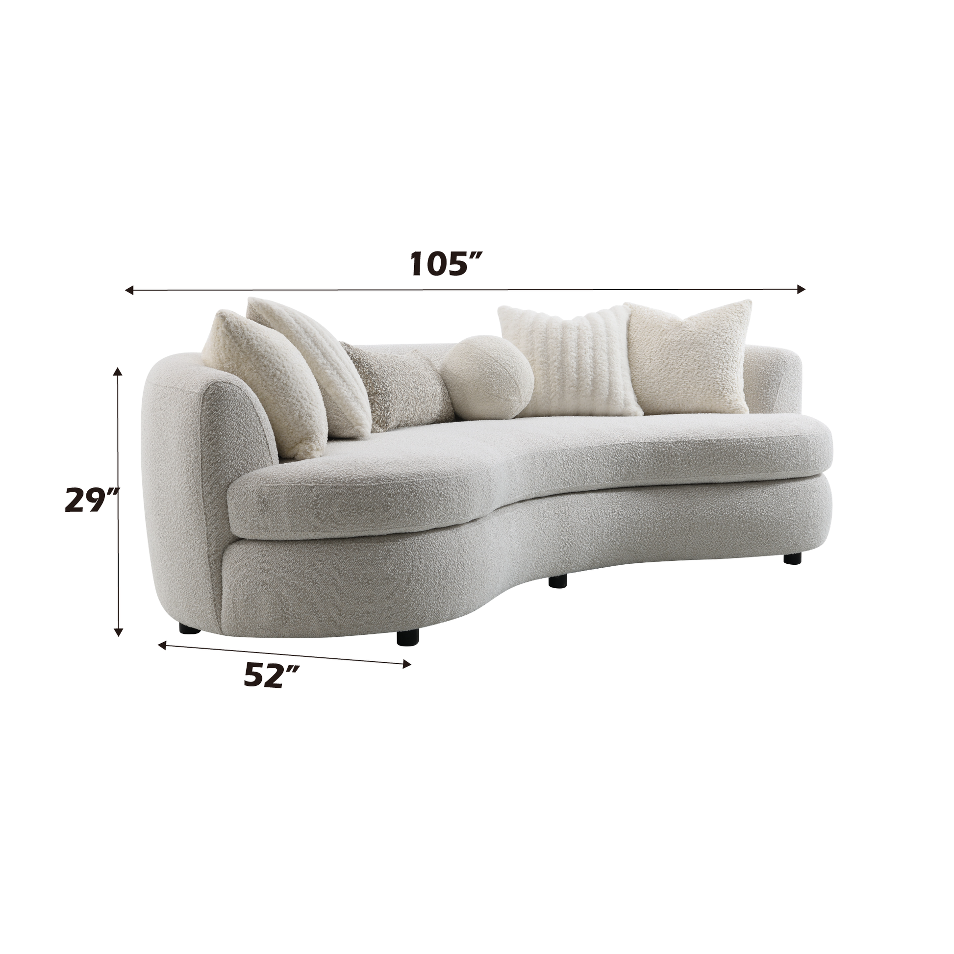 Iniko Beige Boucle Sofa with Toss Pillows FredCo