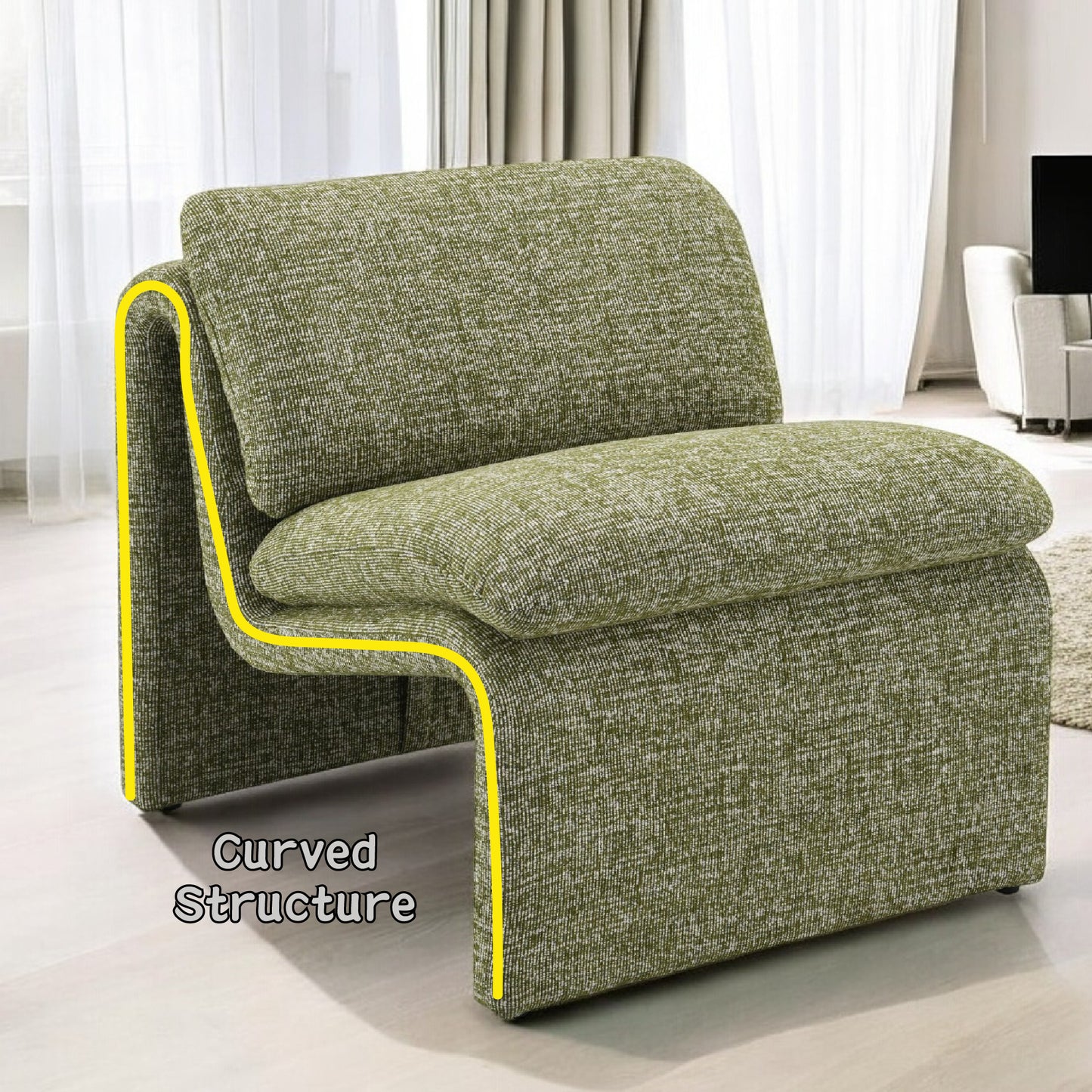 Innovative Elegance Jaeda Accent Chair in Curved Shape FredCo