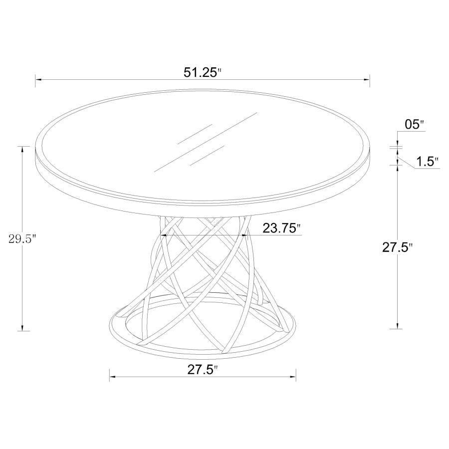 Irene 5-piece Round Glass Top Dining Set White and Chrome 110401-S5 Coaster FredCo