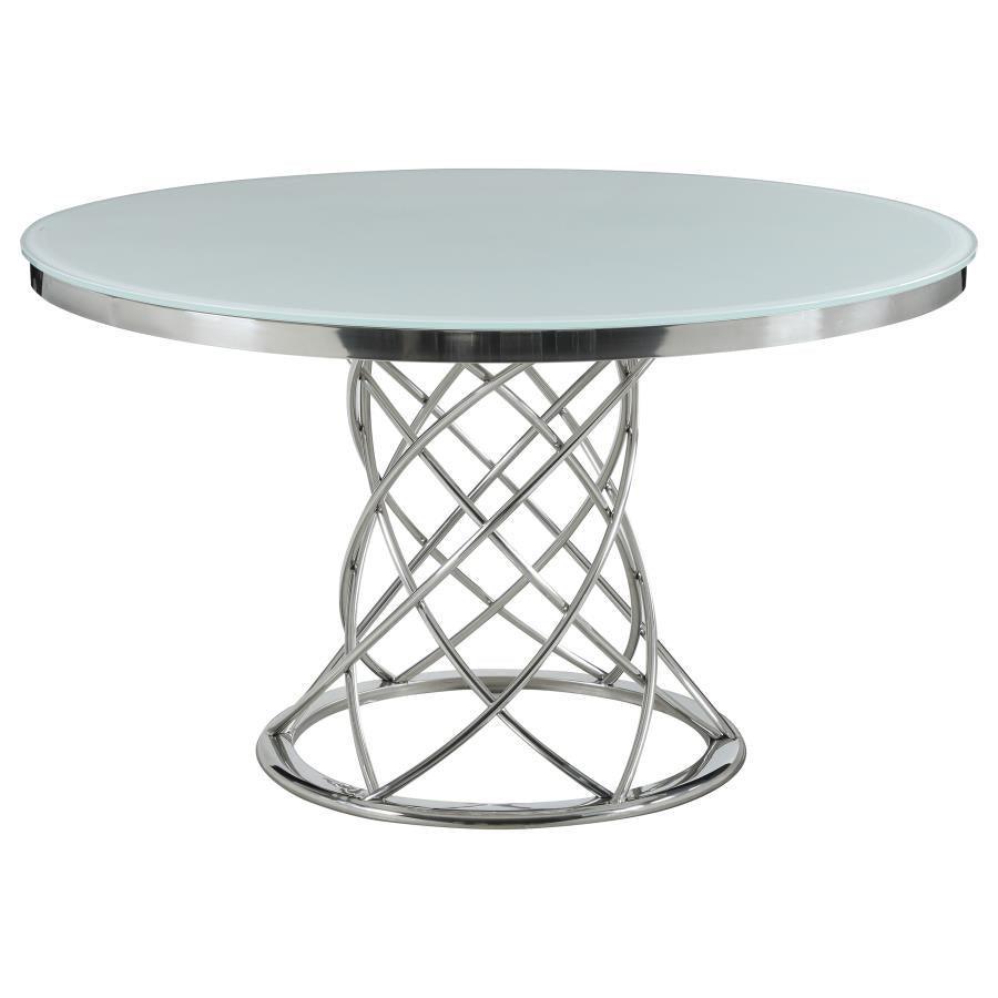 Irene 5-piece Round Glass Top Dining Set White and Chrome 110401-S5 Coaster FredCo