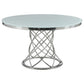 Irene 5-piece Round Glass Top Dining Set White and Chrome 110401-S5 Coaster FredCo
