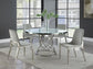 Irene 5-piece Round Glass Top Dining Set White and Chrome 110401-S5 Coaster FredCo