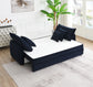 Irina Blue Velvet Sleeper Sectional Sofa w/ 3 Toss Pillows FredCo
