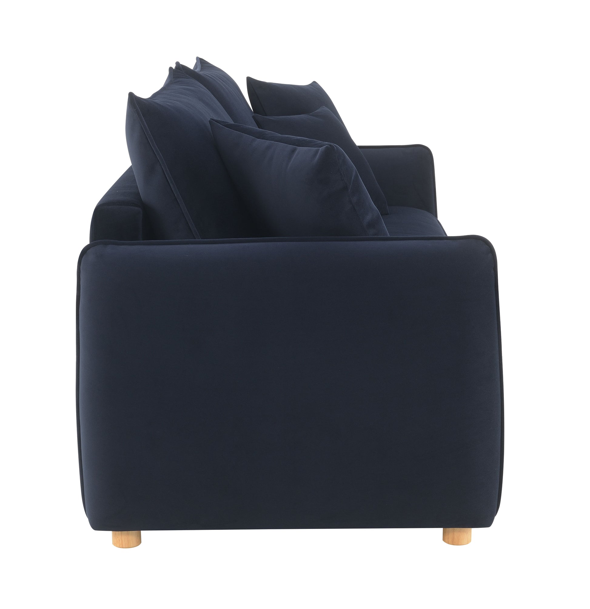 Irina Blue Velvet Sleeper Sectional Sofa w/ 3 Toss Pillows FredCo