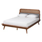 Irina Mid-Century Modern Grey Fabric and Ash Walnut Finished Wood King Size Platform Bed FredCo