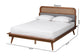 Irina Mid-Century Modern Grey Fabric and Ash Walnut Finished Wood Queen Size Platform Bed FredCo