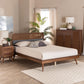 Irina Mid-Century Modern Grey Fabric and Ash Walnut Finished Wood Queen Size Platform Bed FredCo