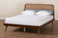 Irina Mid-Century Modern Grey Fabric and Ash Walnut Finished Wood Queen Size Platform Bed FredCo