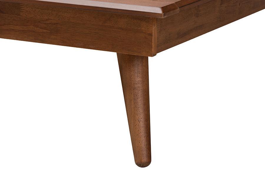 Irina Mid-Century Modern Grey Fabric and Ash Walnut Finished Wood Queen Size Platform Bed FredCo