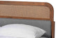 Irina Mid-Century Modern Grey Fabric and Ash Walnut Finished Wood Queen Size Platform Bed FredCo