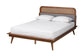 Irina Mid-Century Modern Grey Fabric and Ash Walnut Finished Wood Queen Size Platform Bed FredCo
