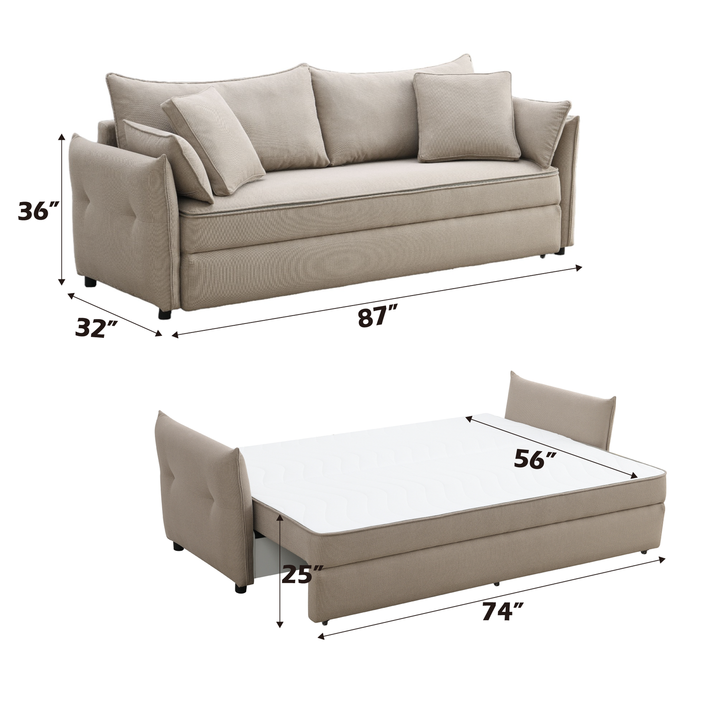 Irina Pull-out Fabric Sleep with Storage FredCo