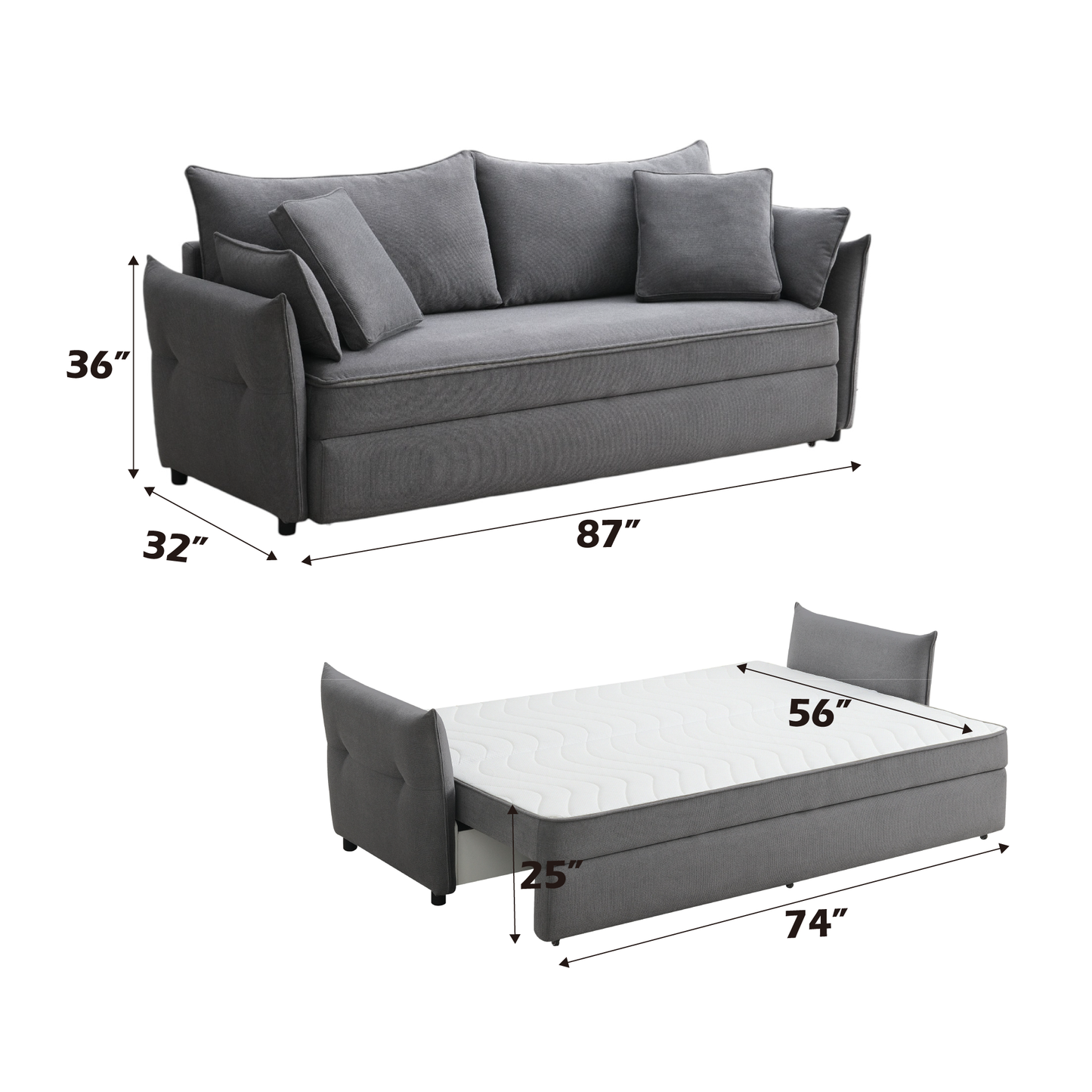 Irina Pull-out Fabric Sleep with Storage FredCo