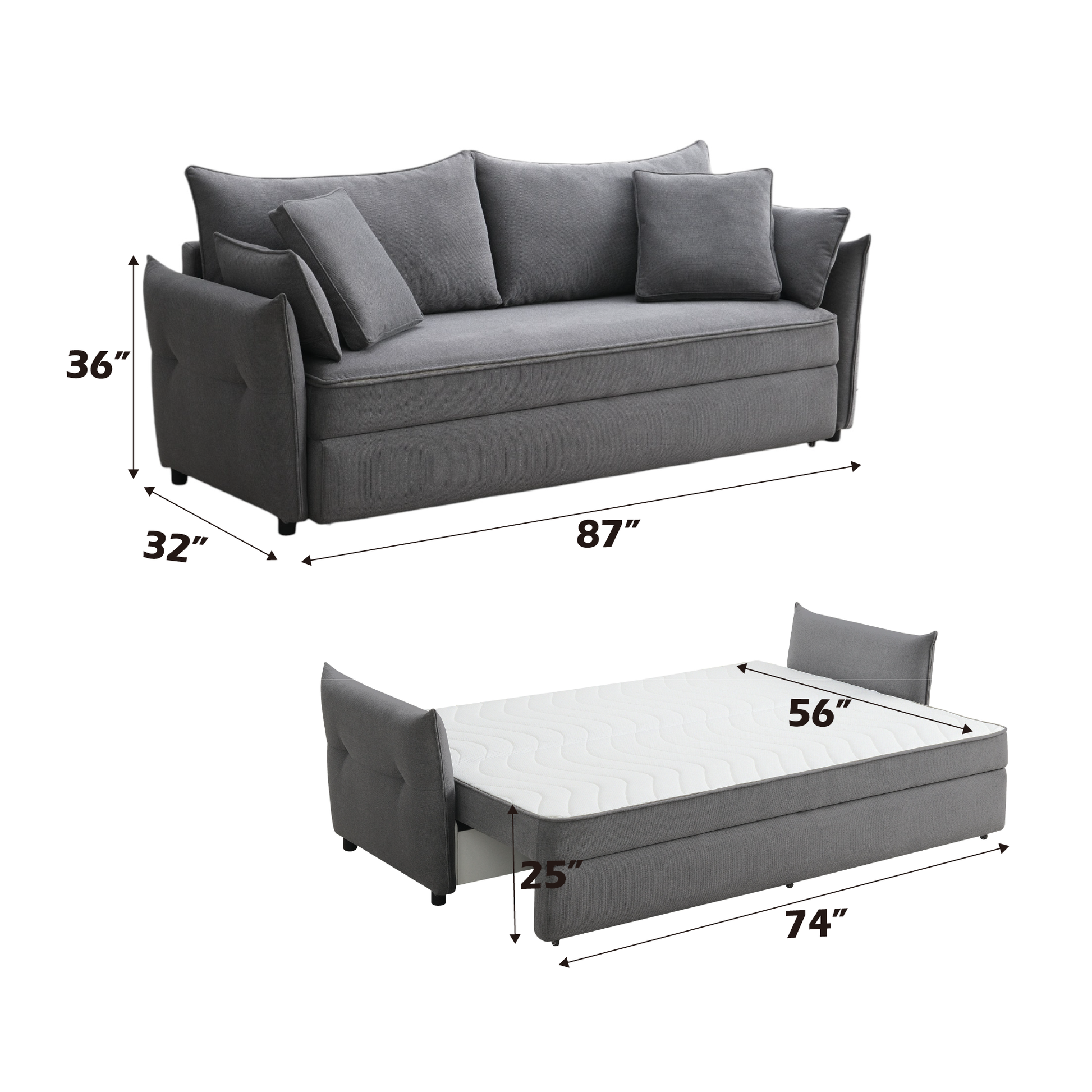 Irina Pull-out Fabric Sleep with Storage FredCo
