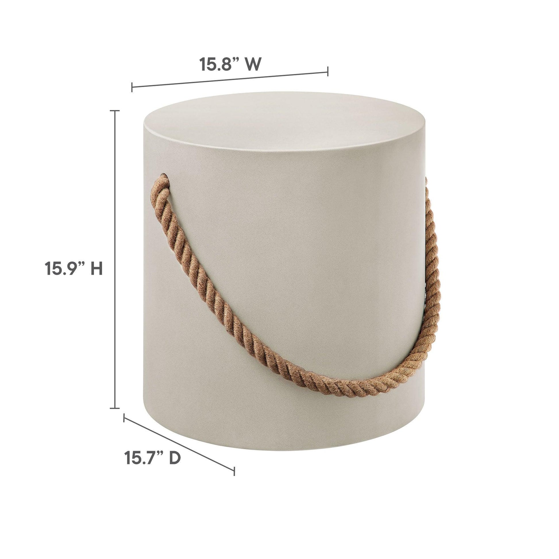 Isera Indoor - Outdoor Patio Rope Concrete Side Table Stool by Modway EEI-7089 FredCo