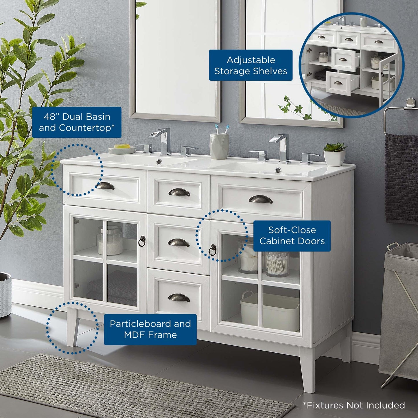 Isle 48" Double Bathroom Vanity Cabinet by Modway FredCo