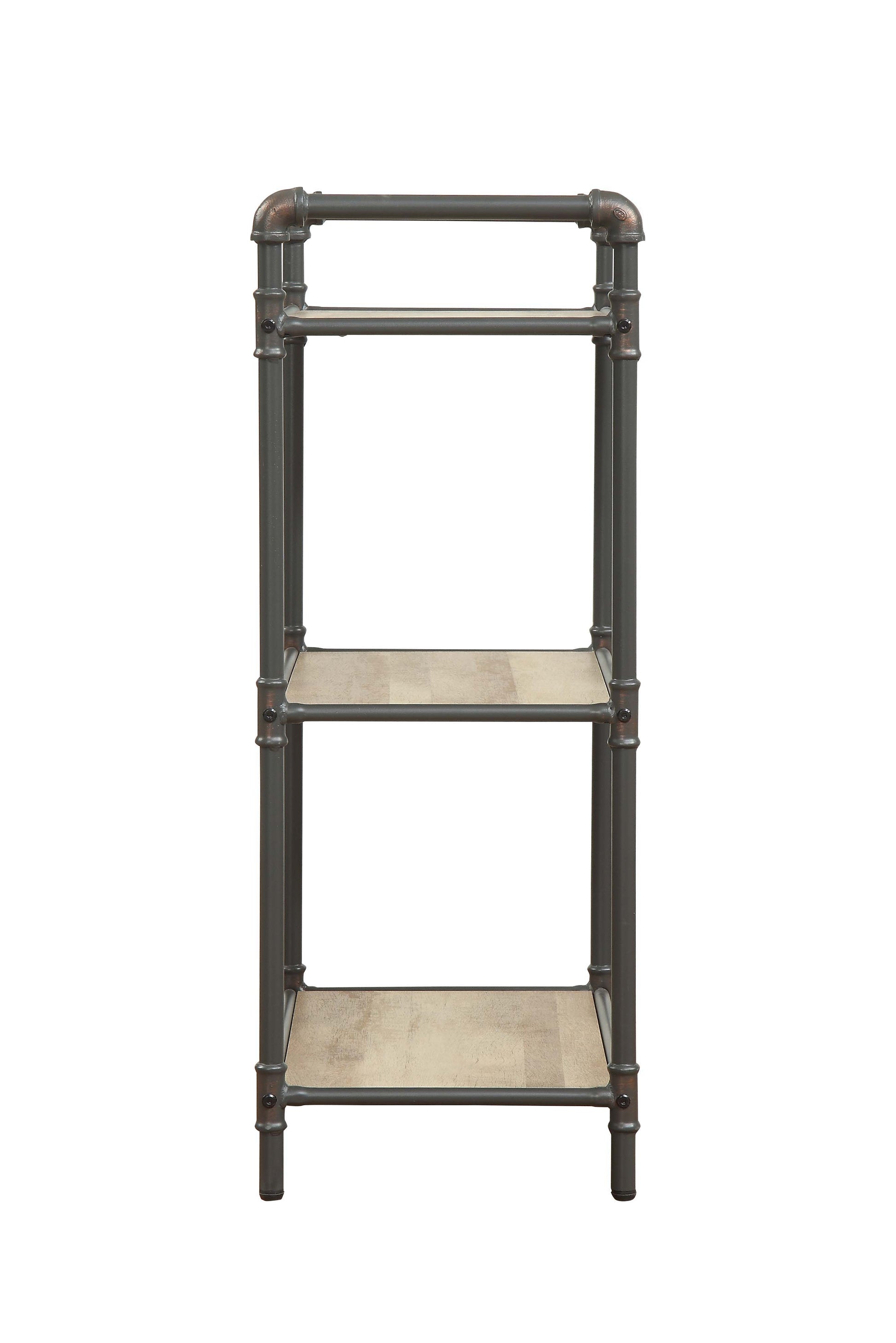 Itzel 3-Shelf Antique Oak & Sandy Gray Finish Bookshelf FredCo