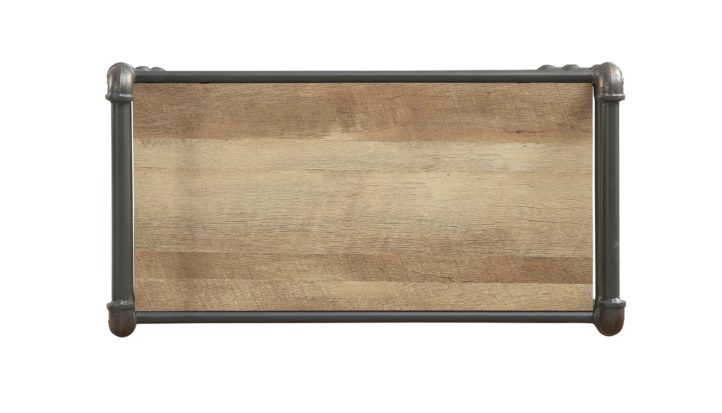 Itzel 3-Shelf Antique Oak & Sandy Gray Finish Bookshelf FredCo