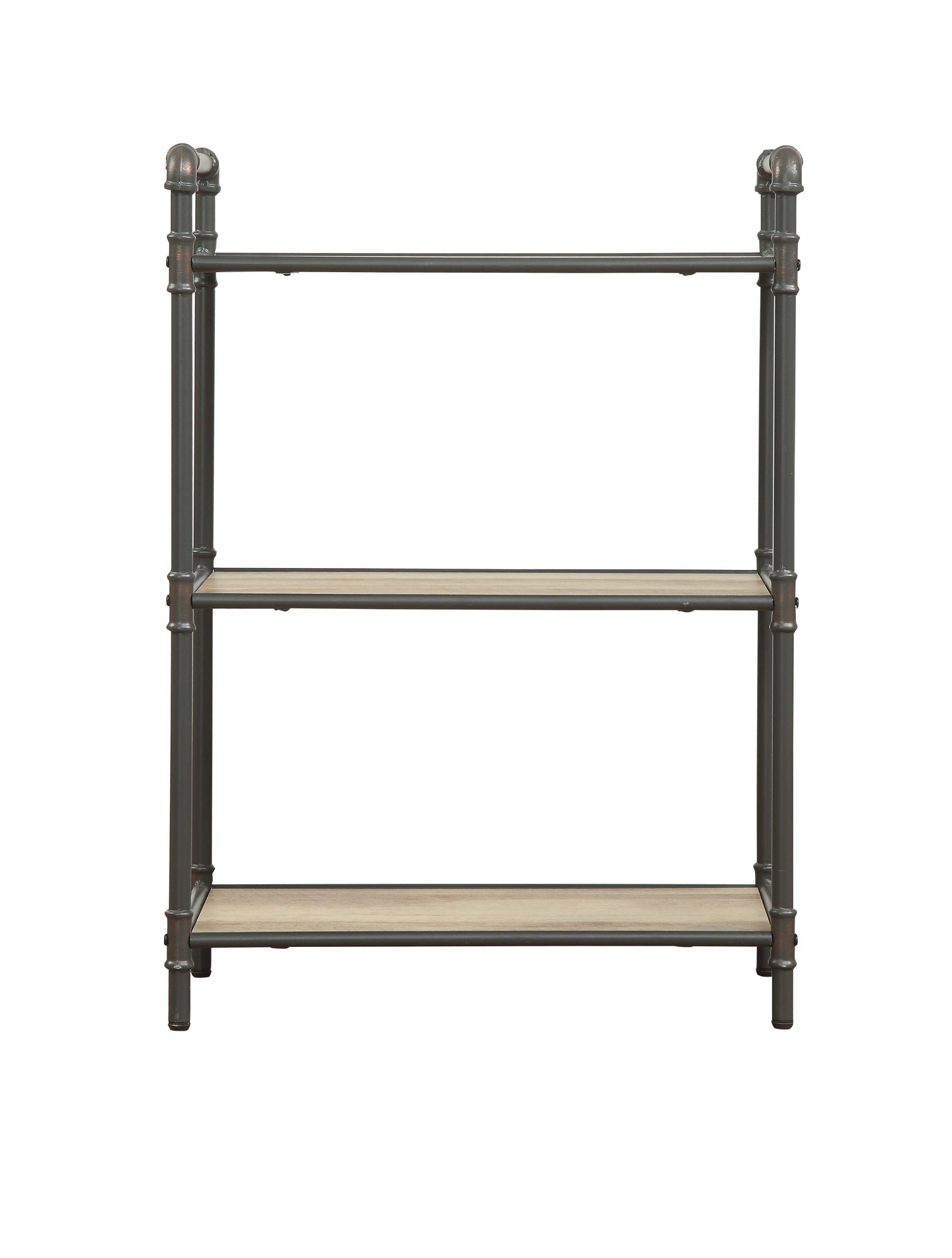 Itzel 3-Shelf Antique Oak & Sandy Gray Finish Bookshelf FredCo