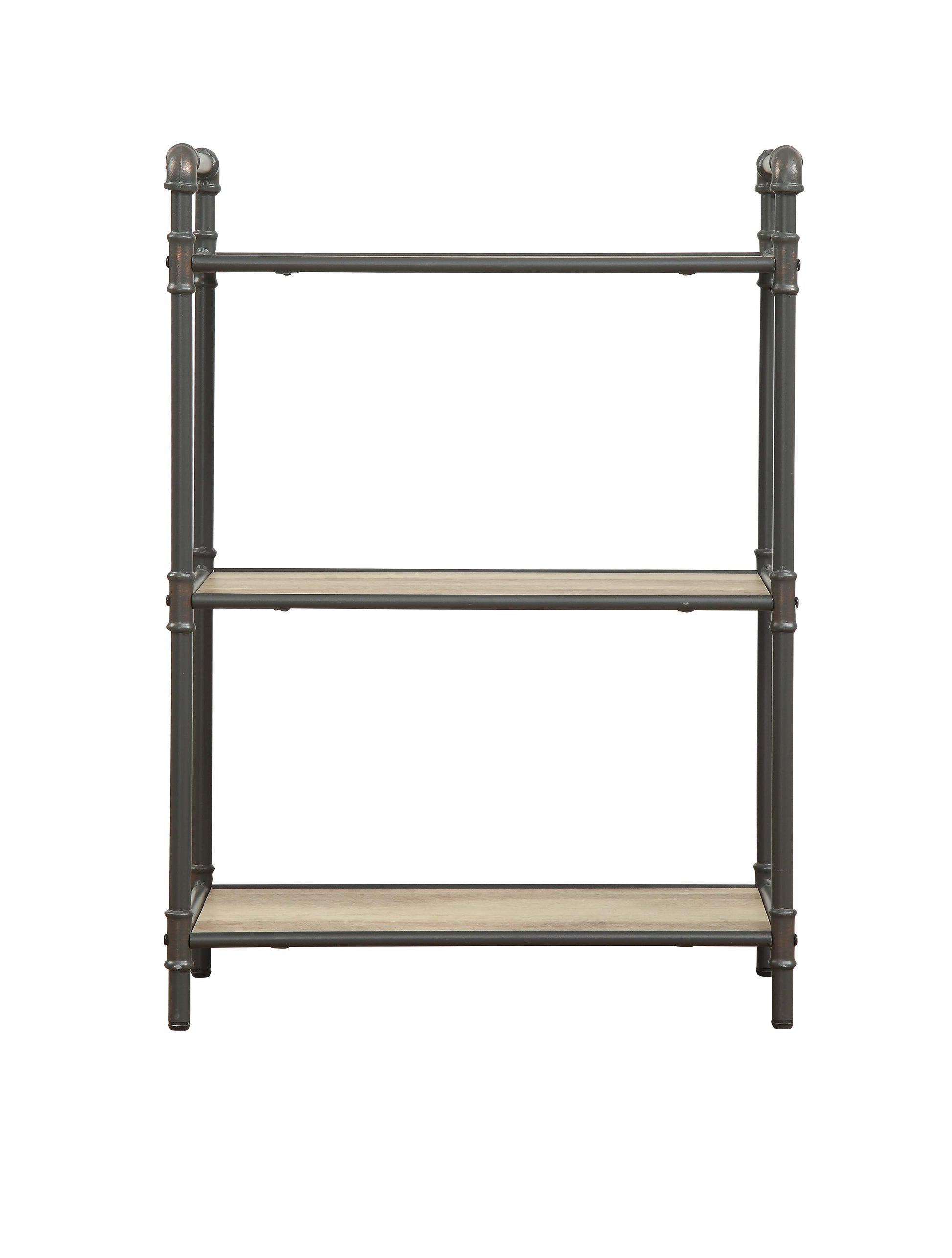 Itzel 3-Shelf Antique Oak & Sandy Gray Finish Bookshelf FredCo