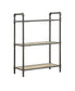 Itzel 3-Shelf Antique Oak & Sandy Gray Finish Bookshelf FredCo