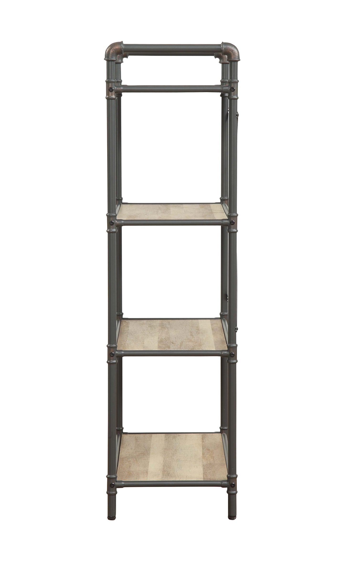 Itzel 4-Shelf Antique Oak & Sandy Gray Finish Bookshelf FredCo