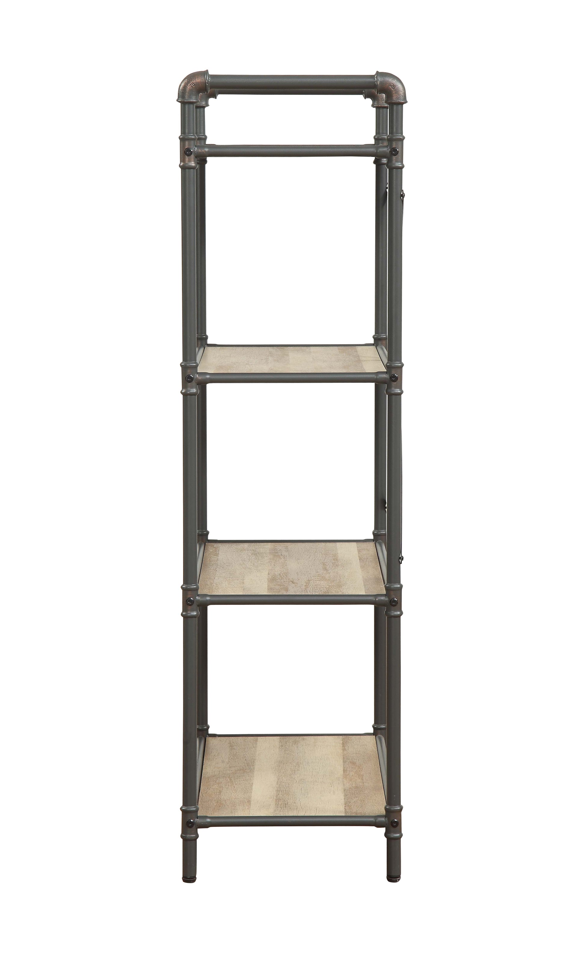 Itzel 4-Shelf Antique Oak & Sandy Gray Finish Bookshelf FredCo