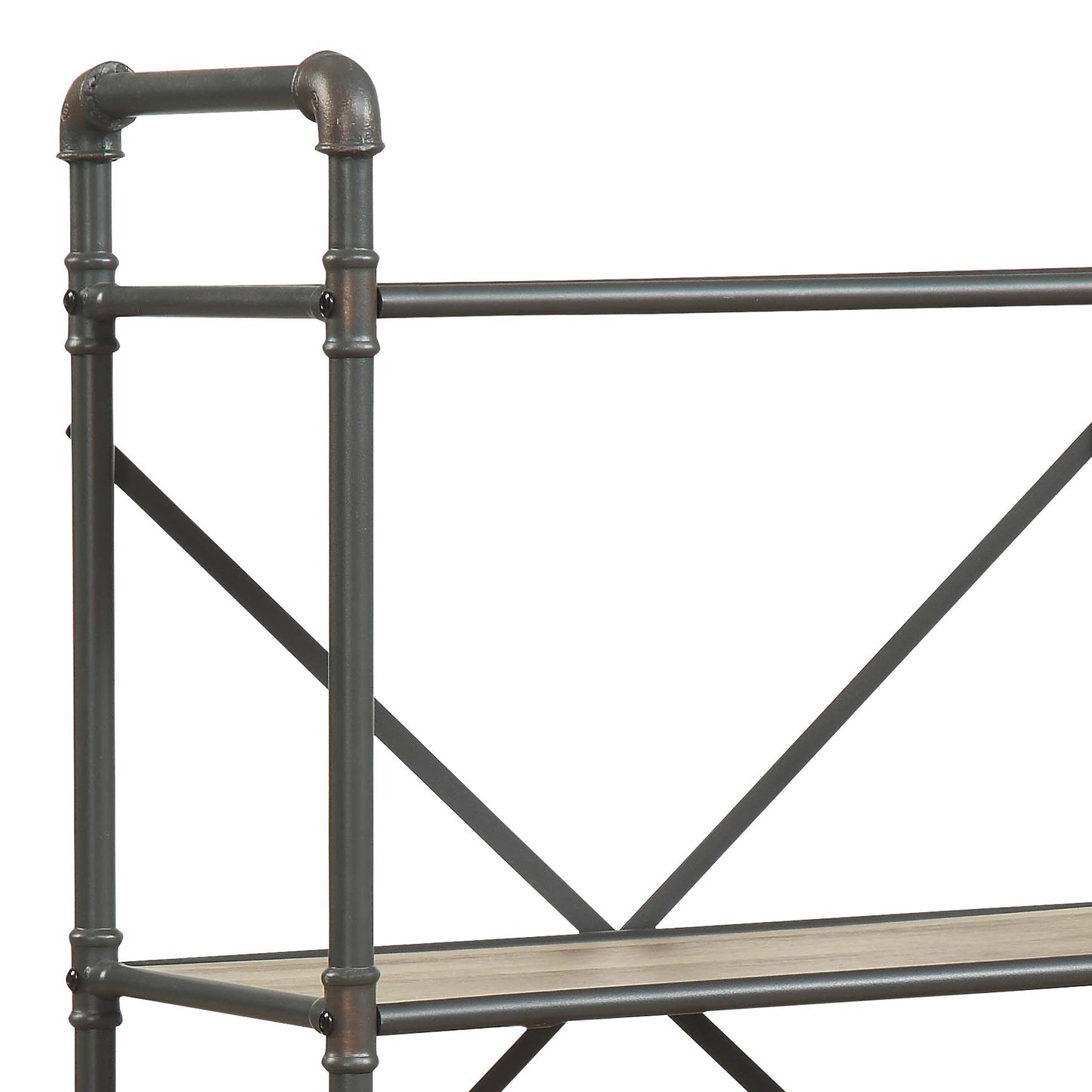 Itzel 4-Shelf Antique Oak & Sandy Gray Finish Bookshelf FredCo
