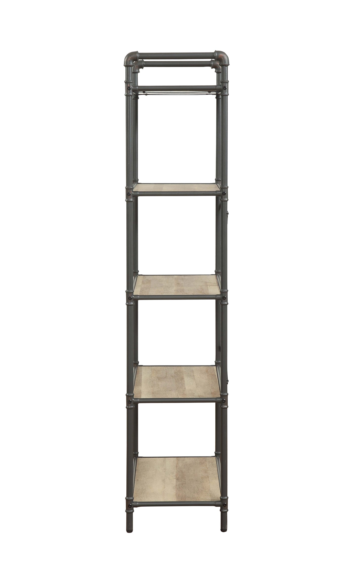 Itzel 5-Shelf Antique Oak & Sandy Gray Finish Bookshelf FredCo