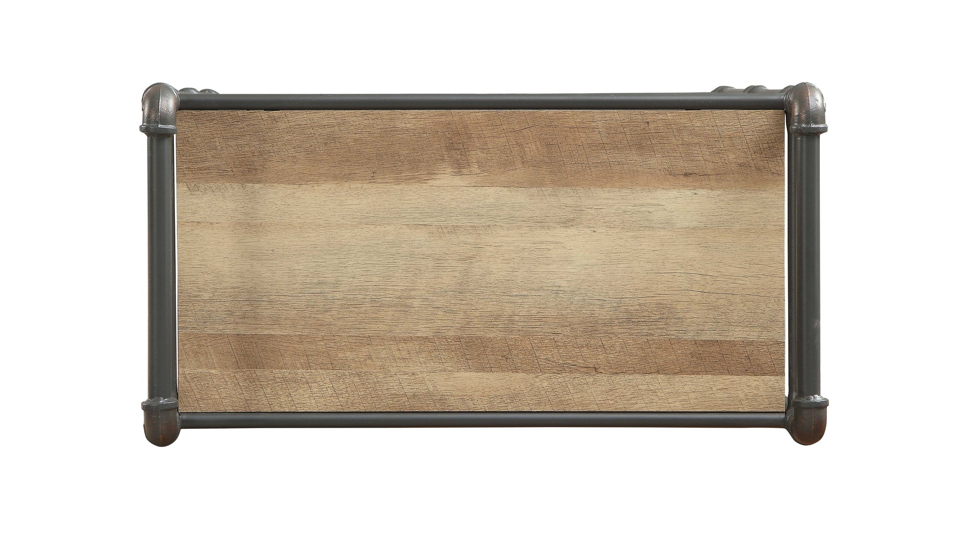 Itzel 5-Shelf Antique Oak & Sandy Gray Finish Bookshelf FredCo