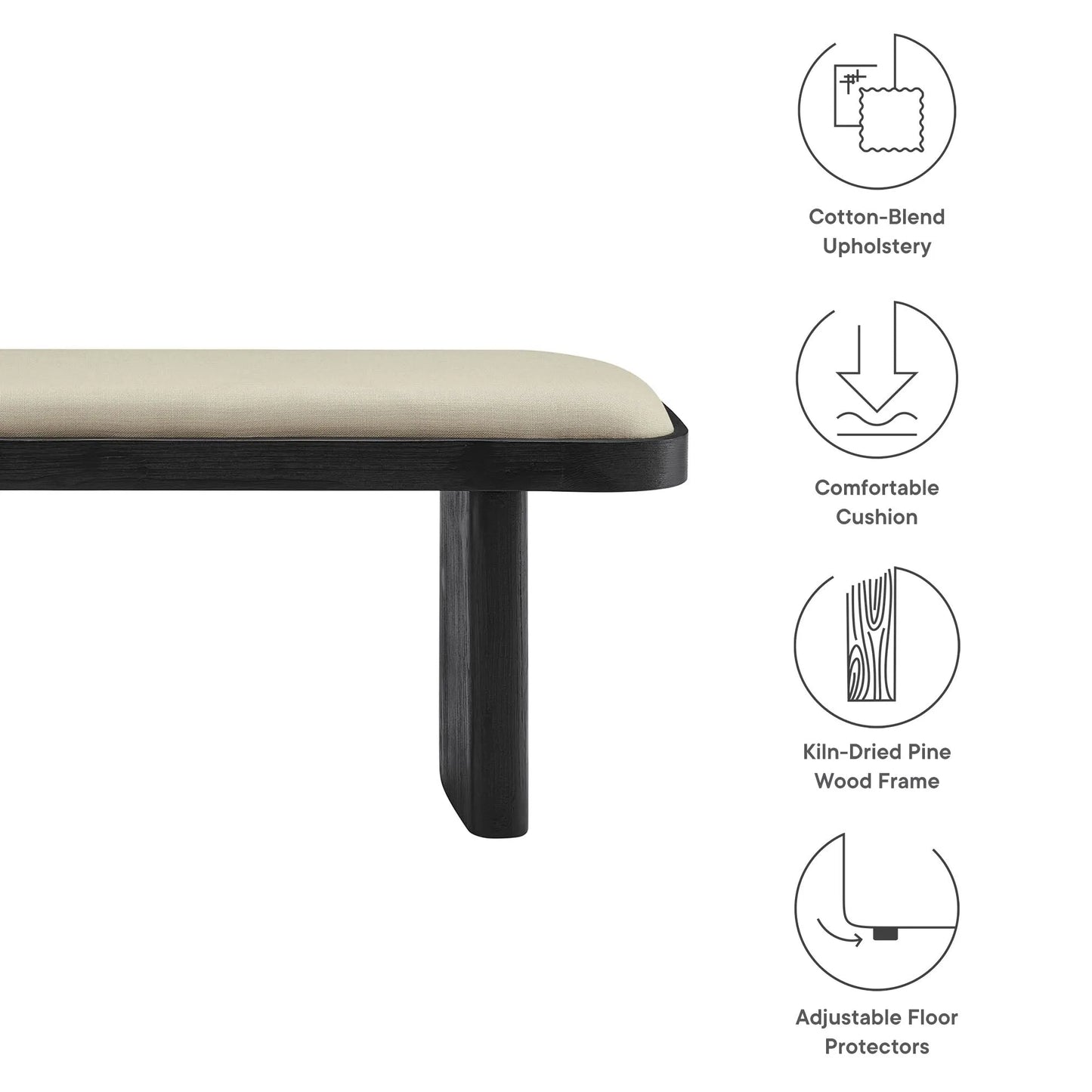 Iver 43" Upholstered Wood Accent Bench by Modway EEI-7143 FredCo