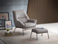 Jabel Khaki Top Grain Leather Accent Chair & Ottoman FredCo