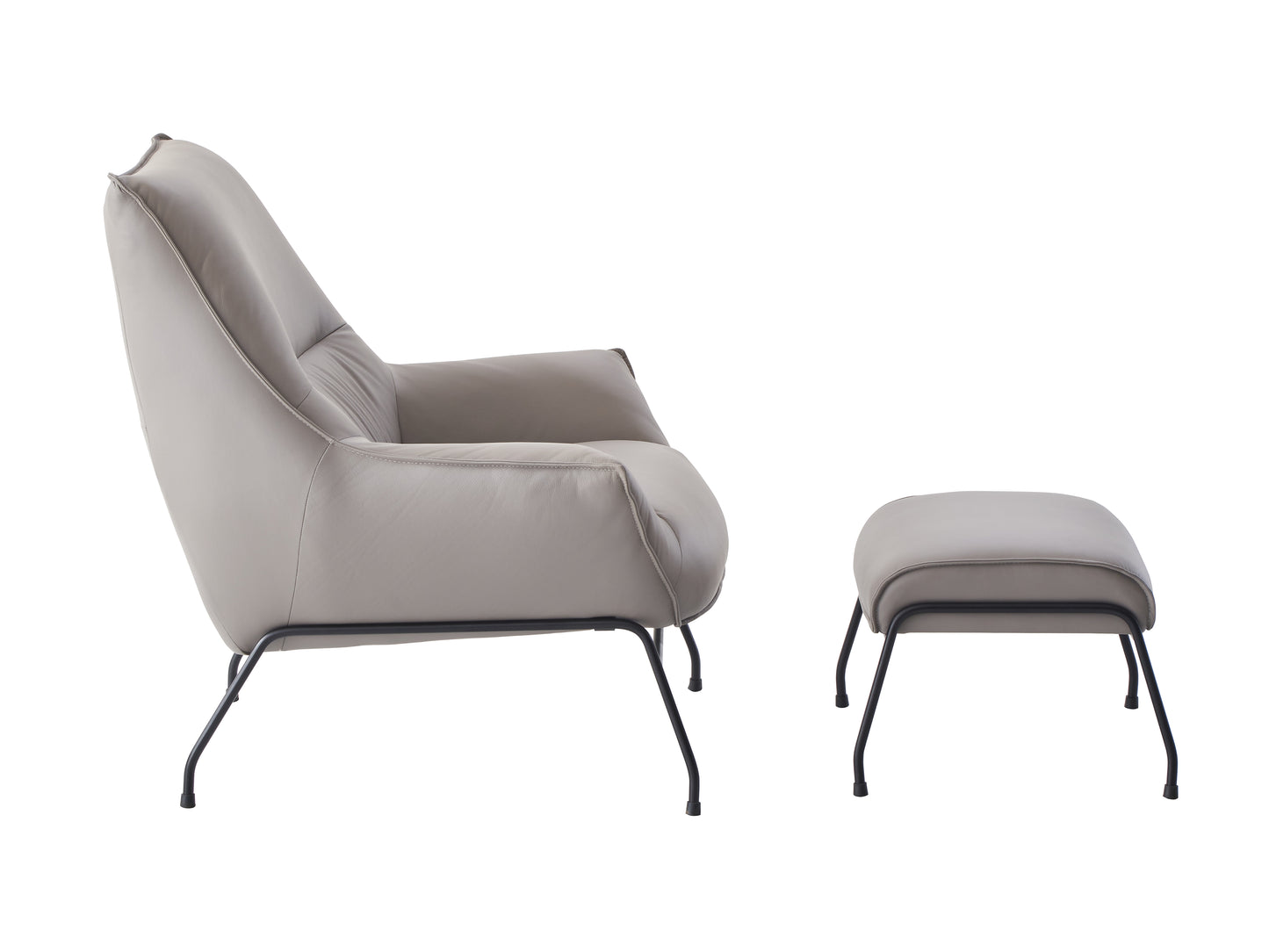 Jabel Khaki Top Grain Leather Accent Chair & Ottoman FredCo