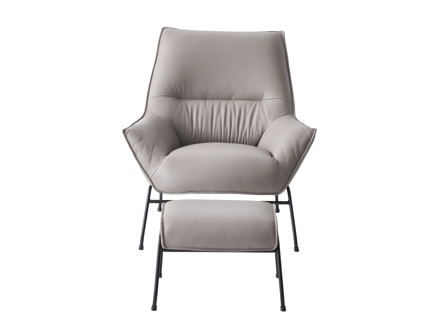 Jabel Khaki Top Grain Leather Accent Chair & Ottoman FredCo