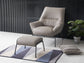 Jabel Khaki Top Grain Leather Accent Chair & Ottoman FredCo