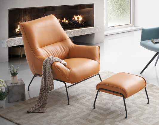 Jabel Sandstone Top Grain Leather Accent Chair & Ottoman FredCo
