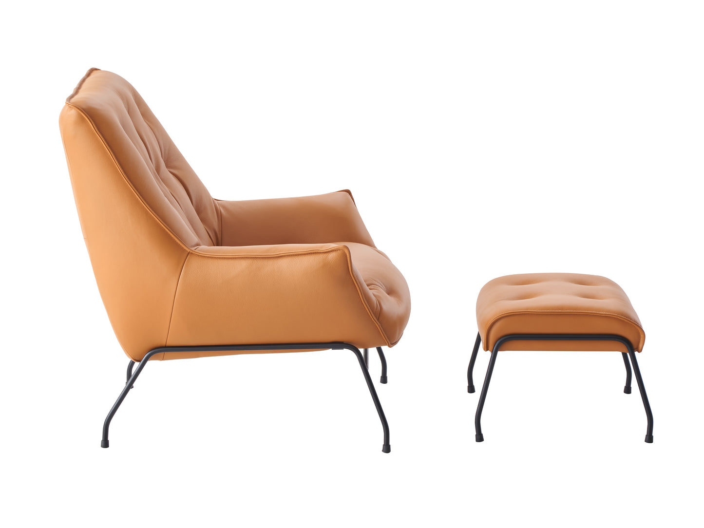 Jabel Sandstone Top Grain Leather Accent Chair & Ottoman FredCo