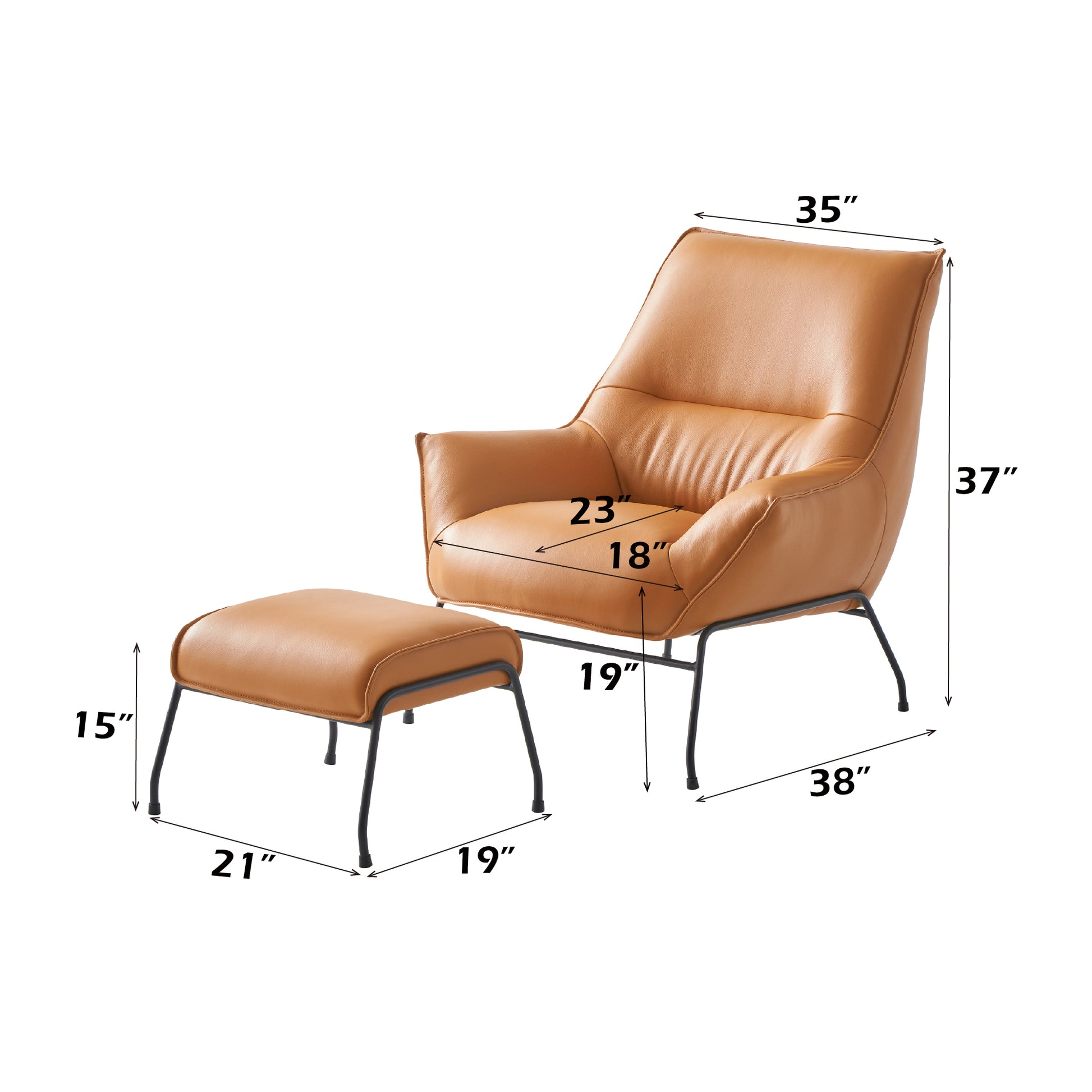 Jabel Sandstone Top Grain Leather Accent Chair & Ottoman FredCo