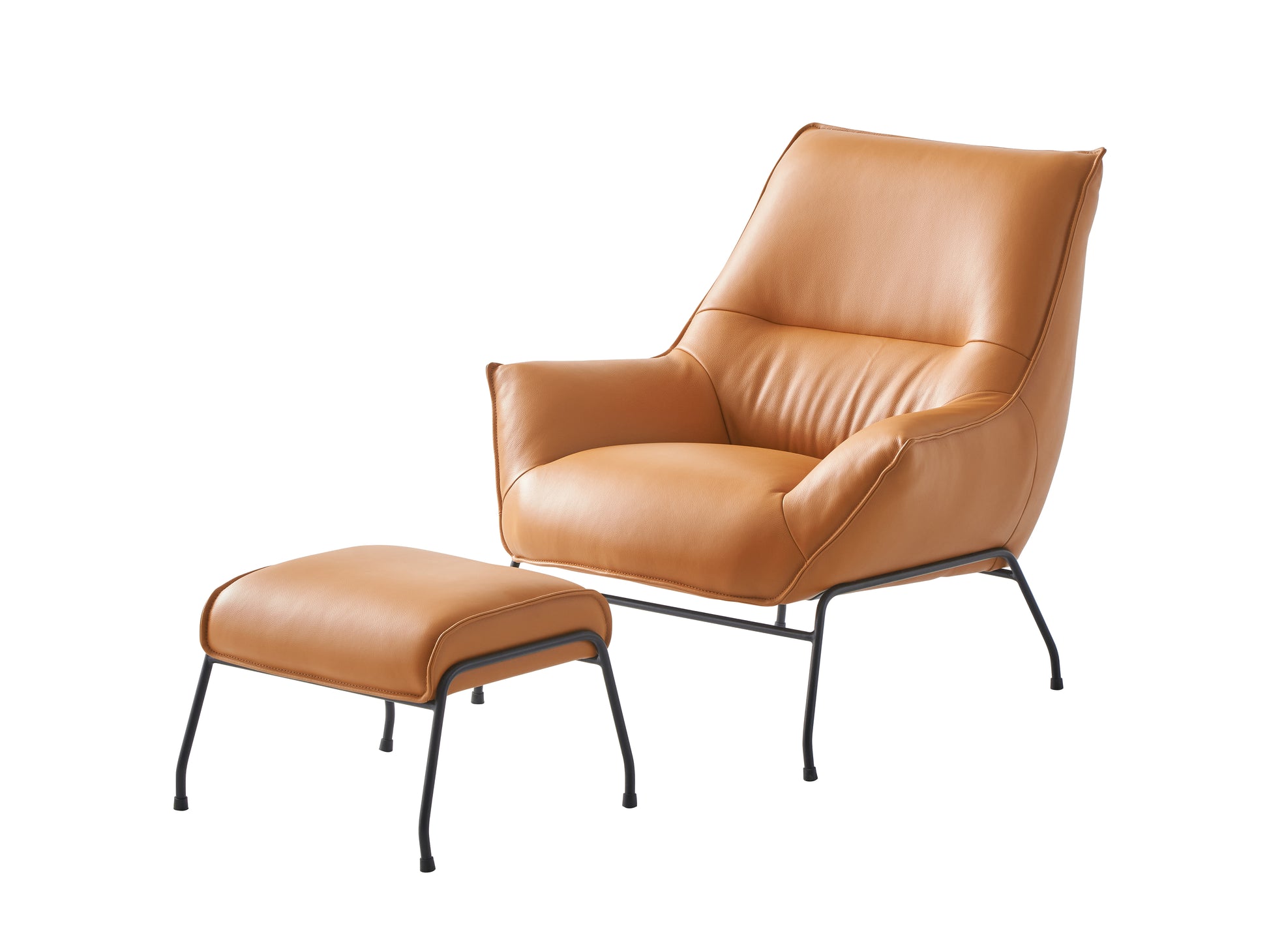 Jabel Sandstone Top Grain Leather Accent Chair & Ottoman FredCo