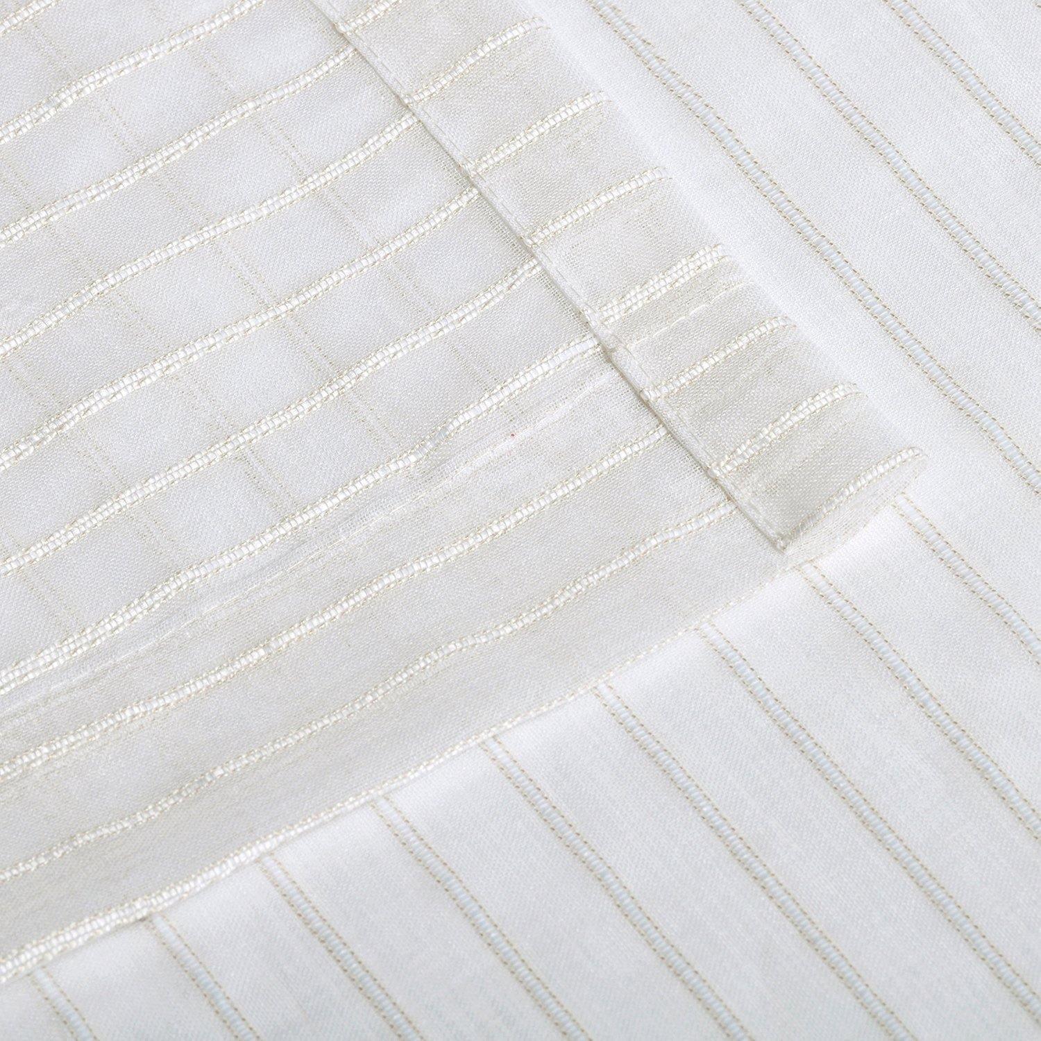 Jackson Stripe Soft Diffused Light Airy Lightweight Sheer Curtain Set FredCo